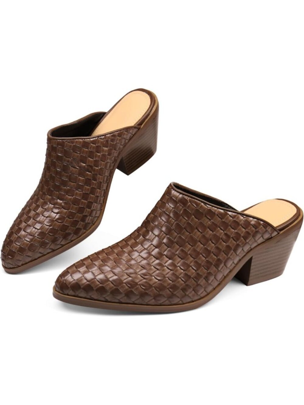 Chic Women’s Closed Pointed Toe Block Heel Mules - Casual Comfortable Slip-On